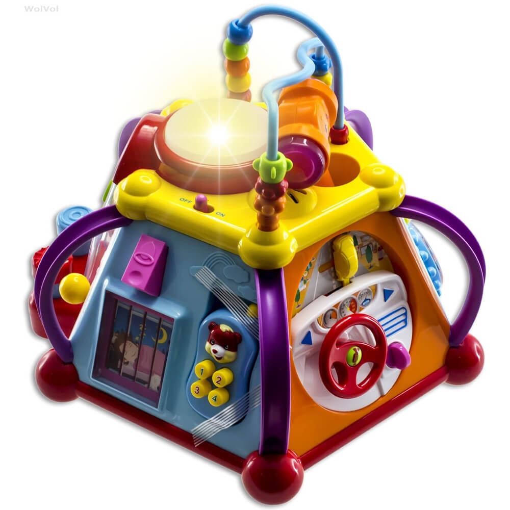 Activity cube play center with light