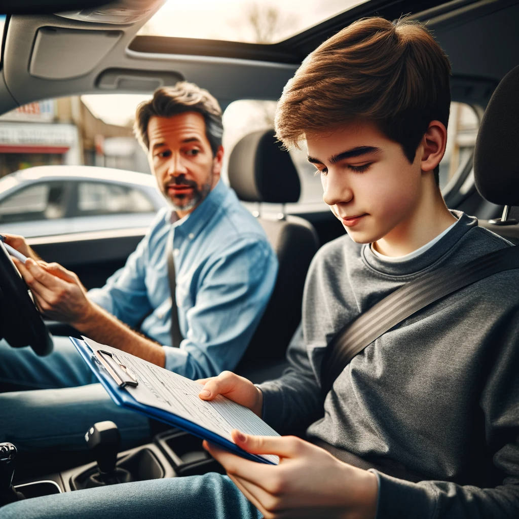 Driving-instructor-sitting-beside-a-teenager